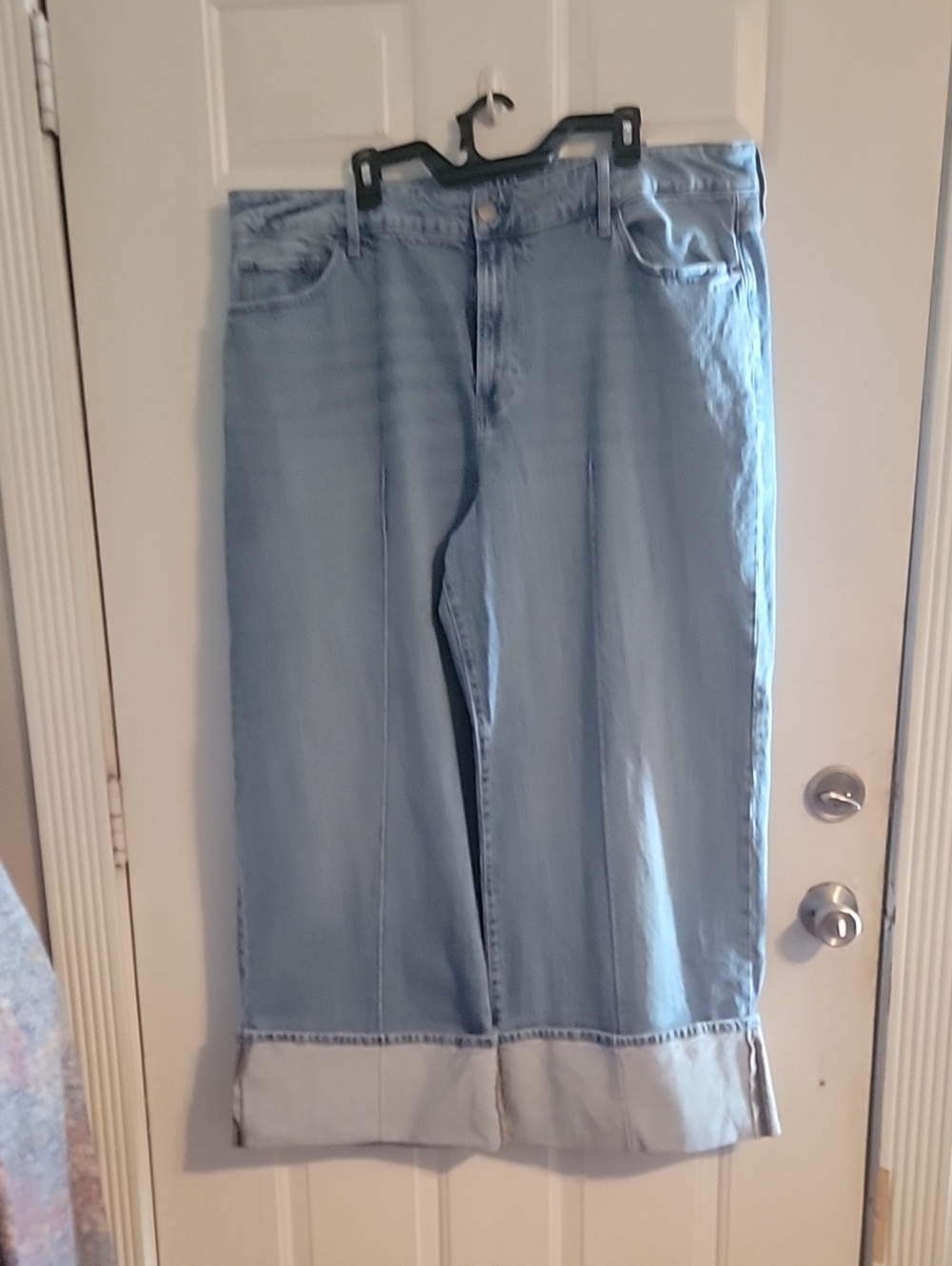 a.n.a Light Blue Wide-Leg Jeans with Cuffed Hem